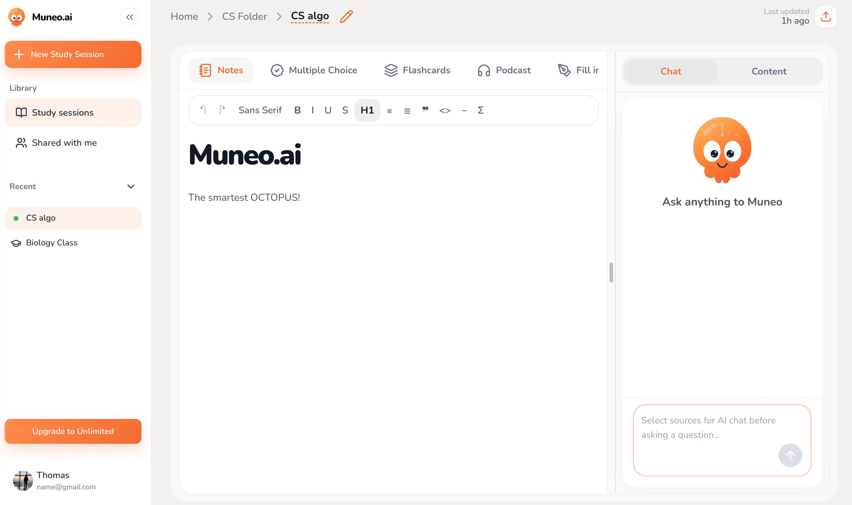 Muneo.ai workspace preview